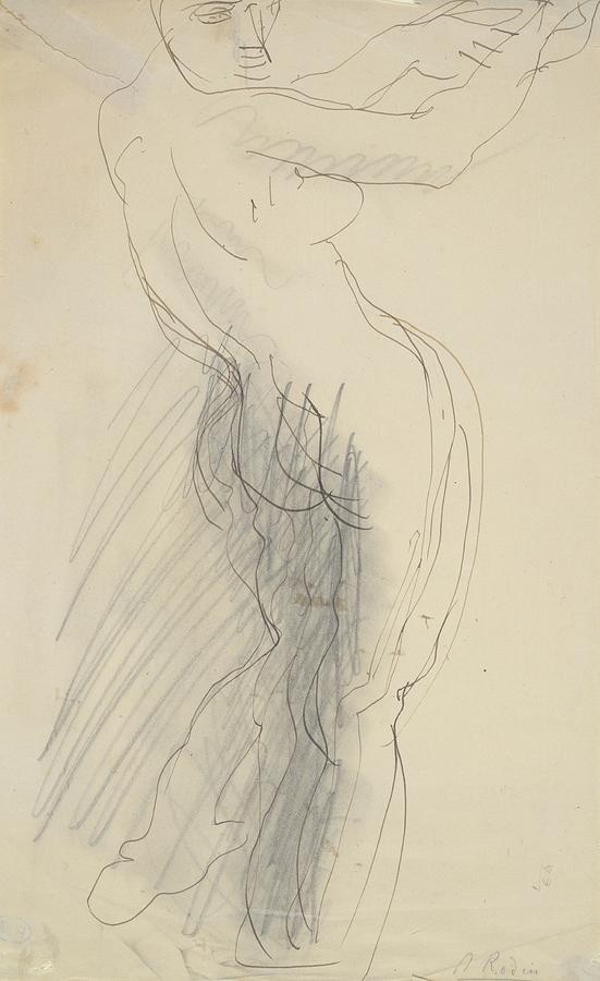 Standing Female Nude Arms Raised Drawing By Auguste Rodin Fine Art