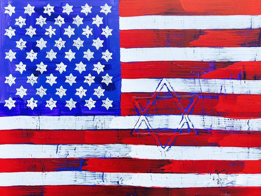 Star Of David American Flag SOD 18 18 Painting By Richard Sean Manning