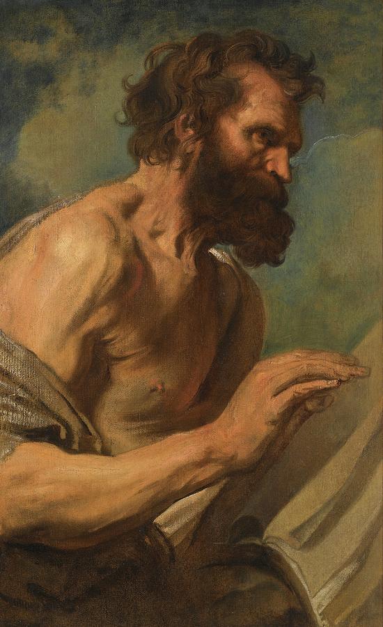 Study Of A Bearded Man With Hands Raised Painting By Anthony Van Dyck