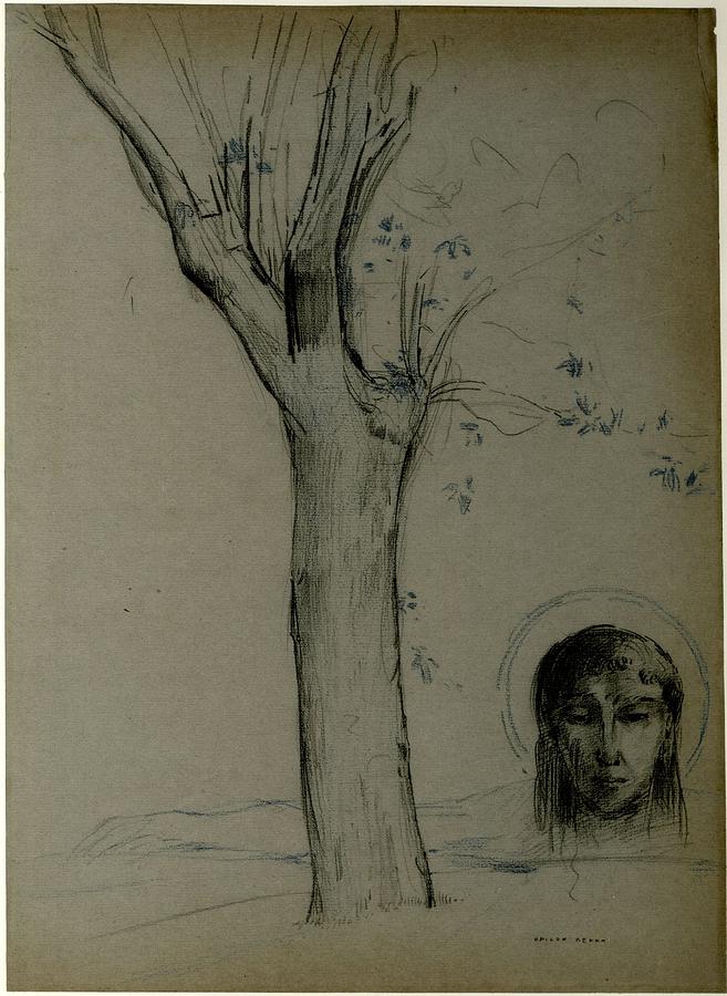 Study Of A Tree And Head Of Christ Painting By Odilon Redon Fine Art