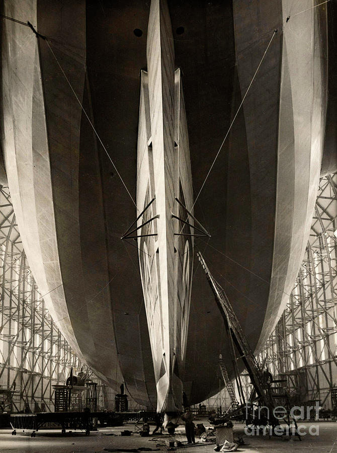 The German Zeppelin Lz 129 The Hindenburg In The Hangar In