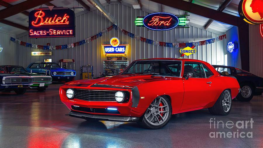 Tuned Red Oldtimer In Garage Ultra Hd Photograph By Hi Res Fine Art