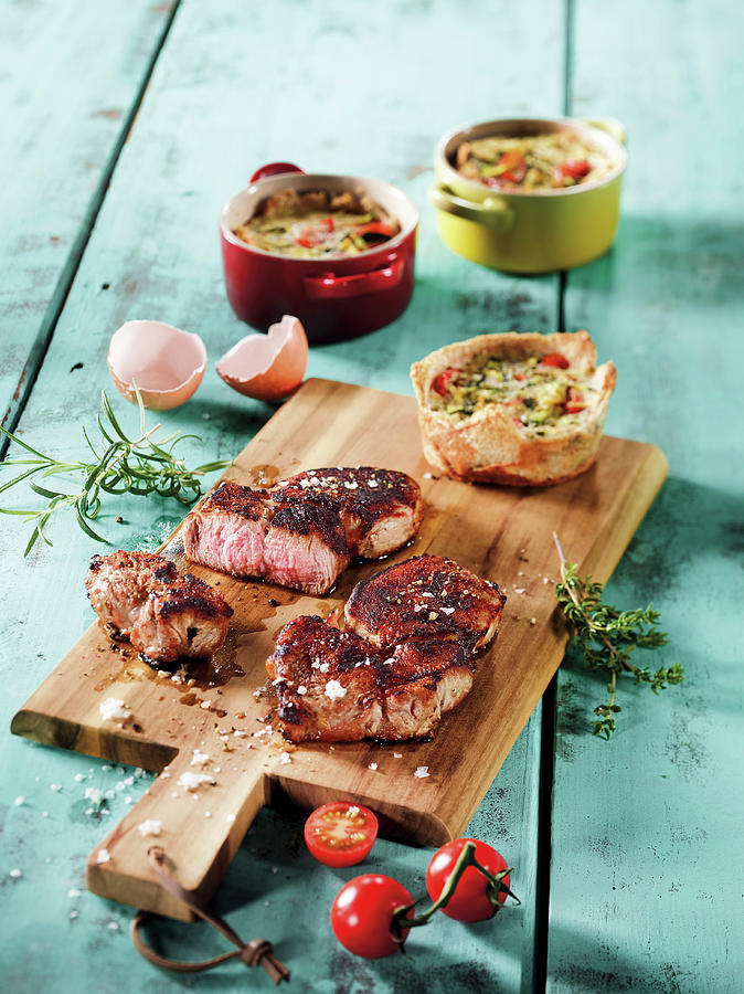 Veal Collar Steak Made In A Beefer With Courgette And Toast Quiche