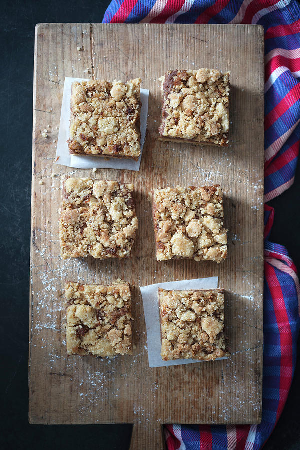 Vegan Crumble Cake With A Mango And Chocolate Cream Filling Photograph