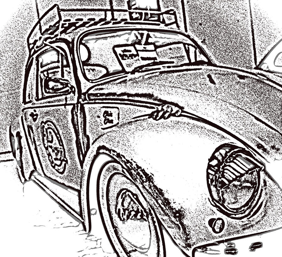 VW Beetle Classic Sketch Digital Art By Ray Erens