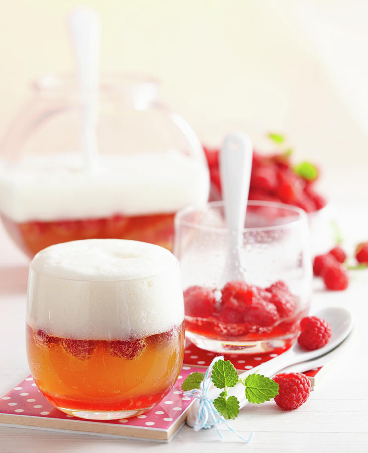 Wheat Peach Punch With Raspberries Photograph By Teubner Foodfoto Pixels