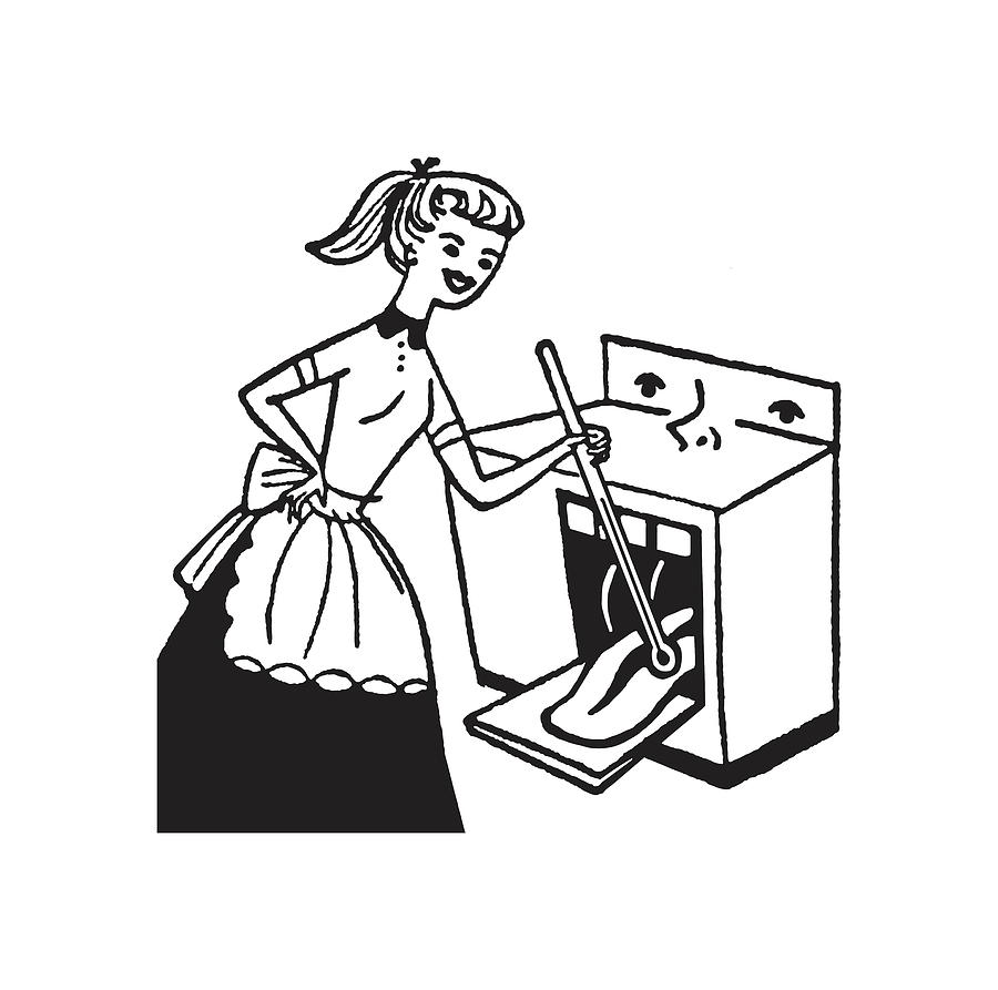 Woman Cleaning An Oven Drawing By CSA Images Fine Art America