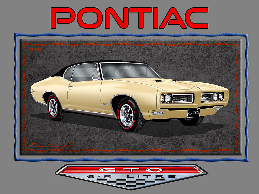 Pontiac Gto Maize Muscle Car Art Drawing By Rudy Edwards Pixels