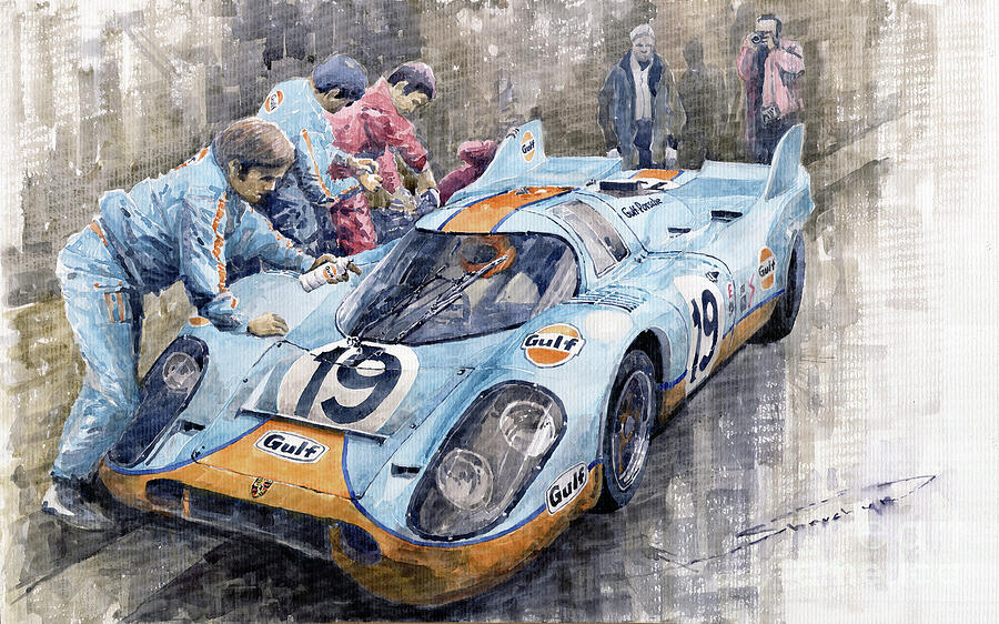 1971 Le Mans 24 Porsche 917 K GULF Painting By Yuriy Shevchuk Fine