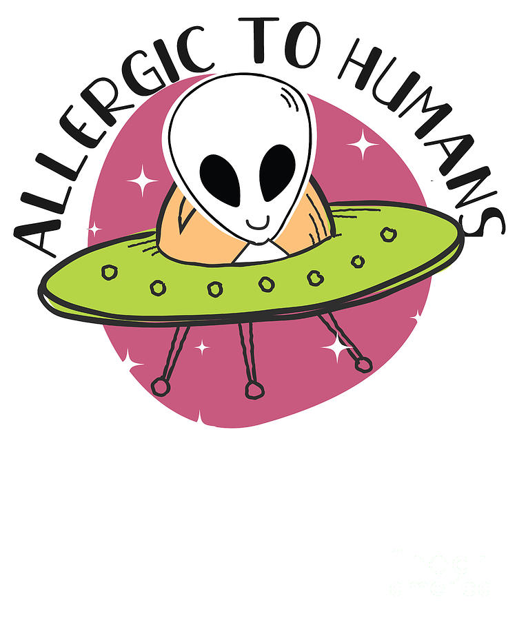 Allergic To Humans White Cute Alien Halloween Costume Digital Art By