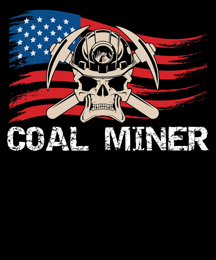 Coal Miner Mining Skull American Flag Usa Digital Art By Michael S