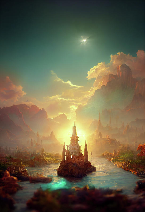 Fantasy Cityscape MMORPG Style Digital Art By AJ Etheridge Fine Art