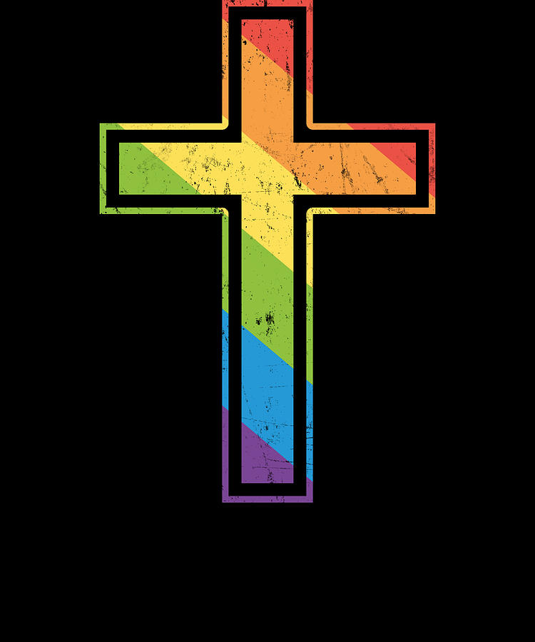 Gay Rainbow Cross Christian LGBT Digital Art By Michael S Pixels