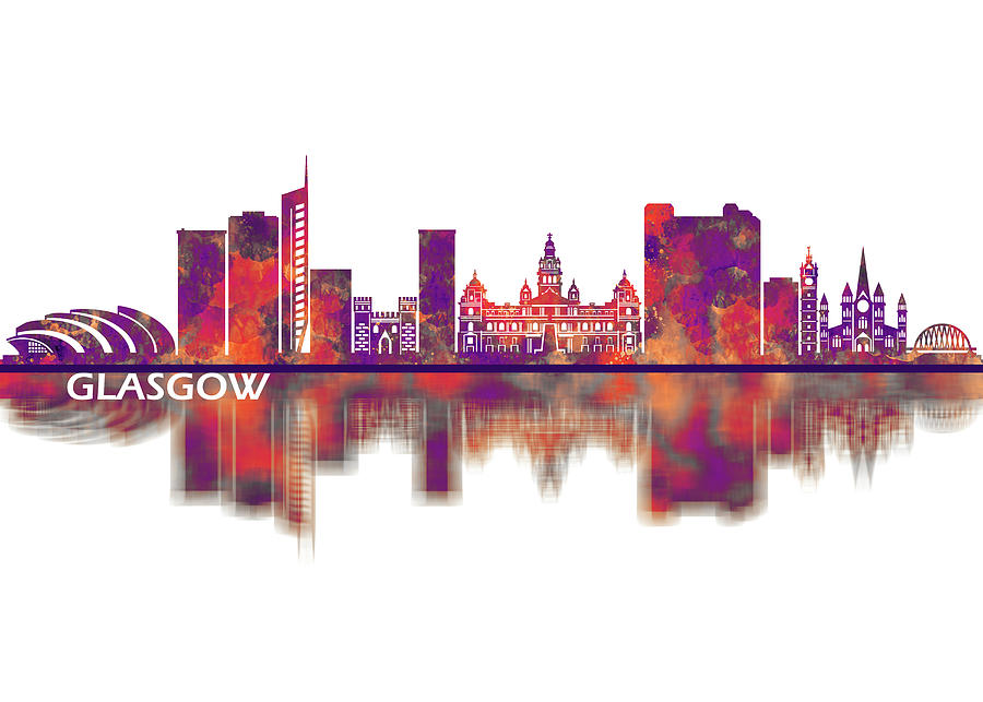 Glasgow Skyline Mixed Media By Nextway Art Fine Art America