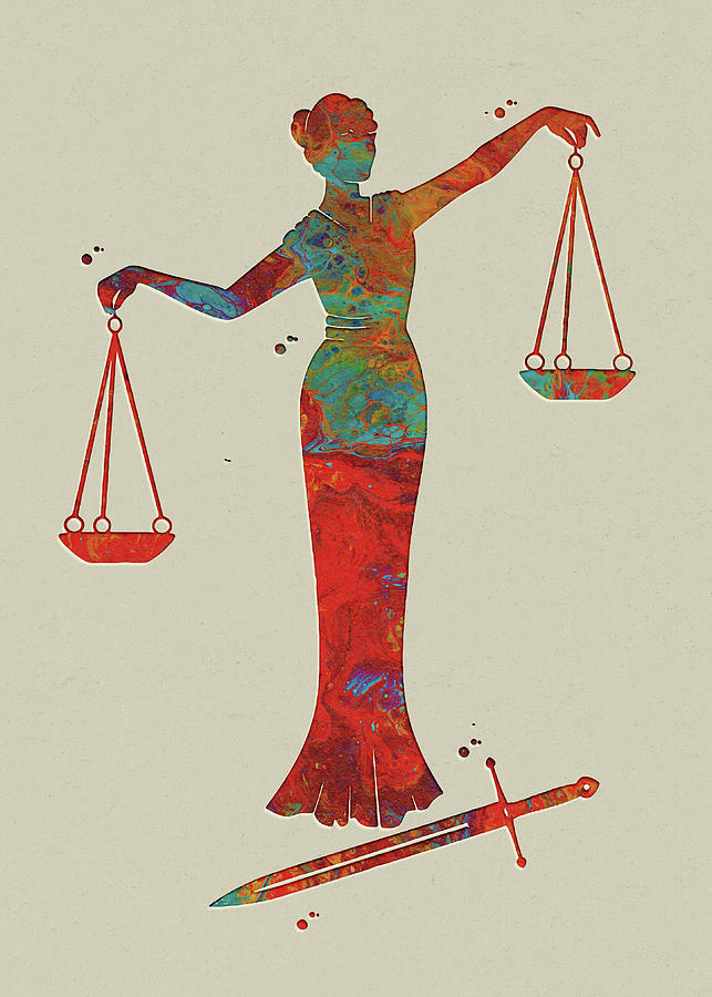 Justice Symbol Watercolor Print Lady Justice Art Print Lawyer Office