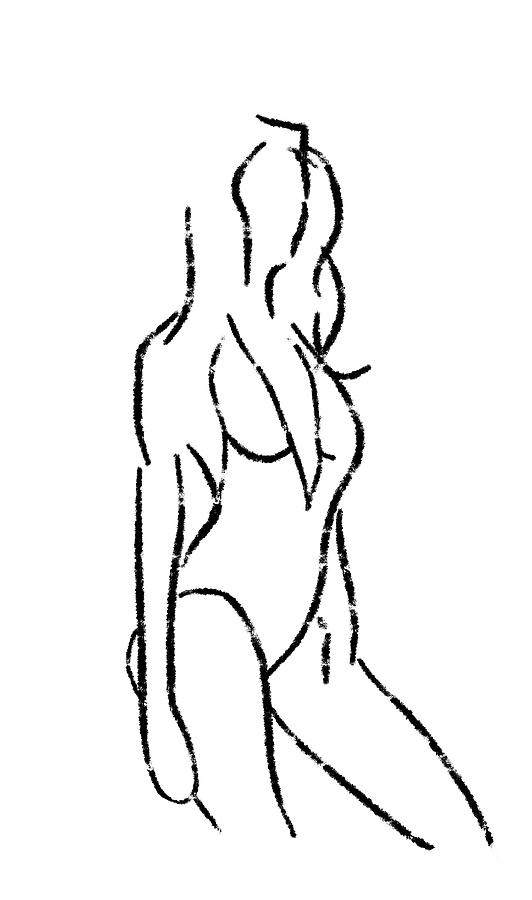 Minimalist Nude Line Art Drawing P Mixed Media By Brian Reaves Pixels