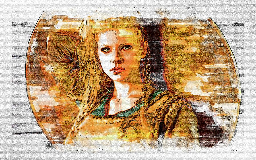 My Tv Show Vikings Katheryn Winnick Lagertha Painting Artwork Drawing By Leonardo Lillian