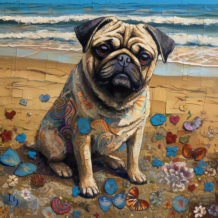 Pug S Seashore Painting By Ivan Guaderrama Fine Art America