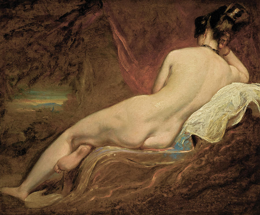 Reclining Female Nude In A Landscape Painting By William Etty