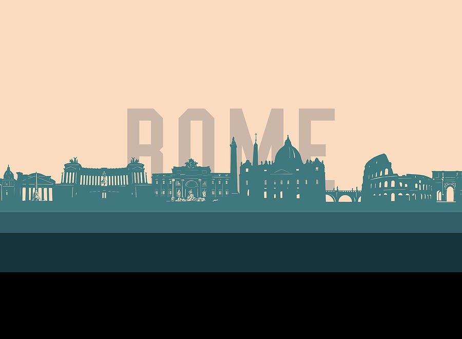 Rome Skyline Retro Digital Art By Bekim M Fine Art America