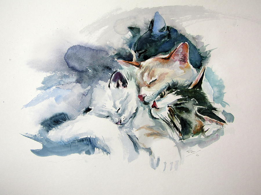 Sleeping Cats Painting By Kovacs Anna Brigitta Pixels