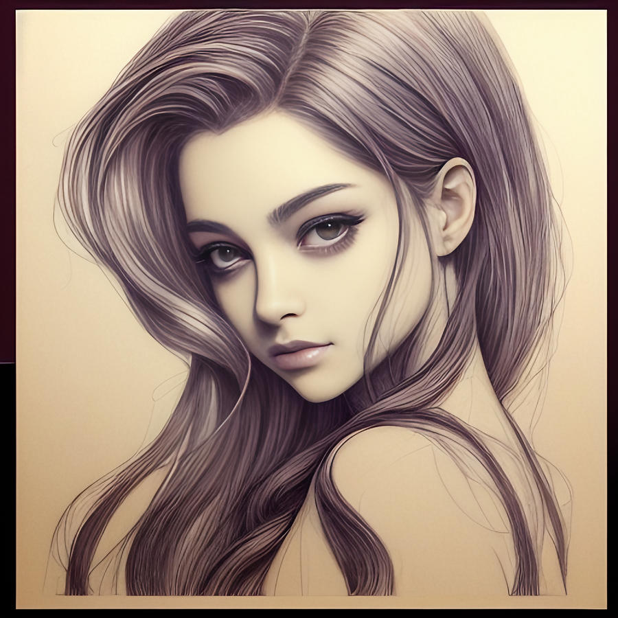 Sultry Woman Pencil Drawing Digital Art By Ellen Davis Pixels