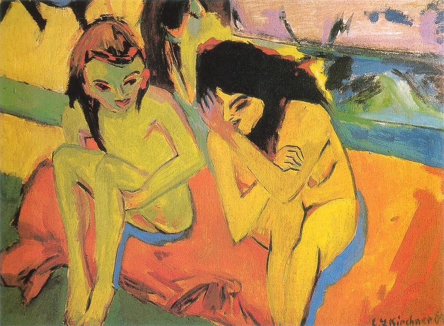 Two Girls Naked Girls Talking Painting By Ernst Ludwig Kirchner Fine