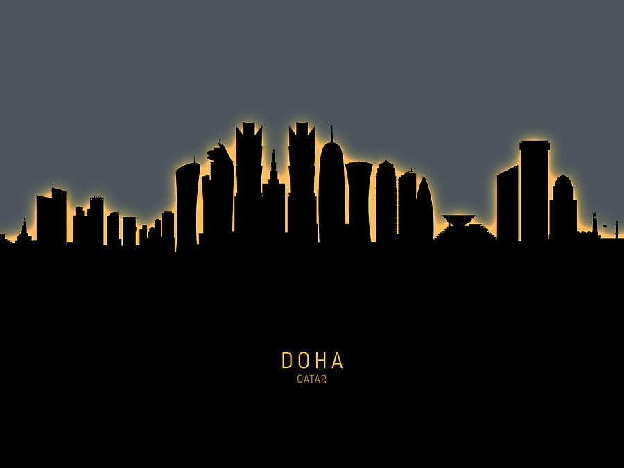 Doha Qatar Skyline Digital Art By Michael Tompsett Fine Art America