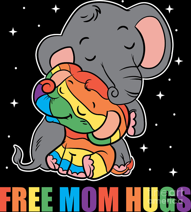 Lgbt Funny Rainbow Elephant Hugs Lesbian Gay Pride Digital Art By