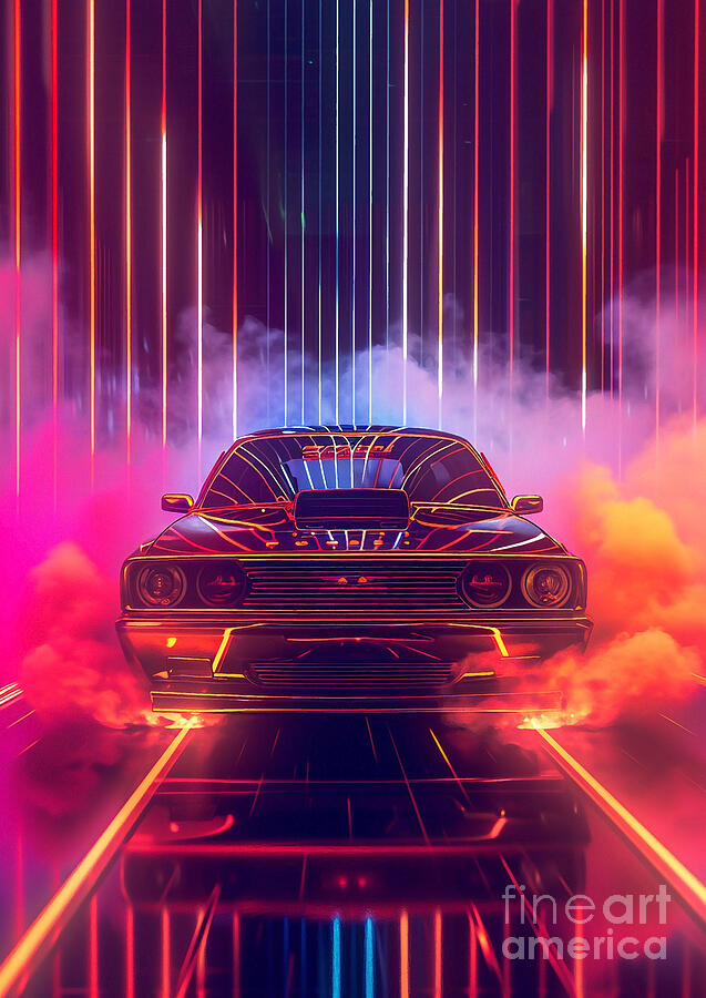 Muscle Classic American Car Plymouth Neon Drawing By Clark Leffler