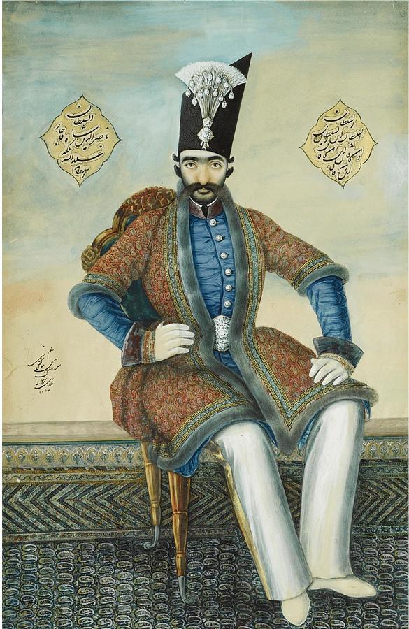 Portrait Of Nasir Al Din Shah Qajar Painting By Mirza Abolhassan Khan