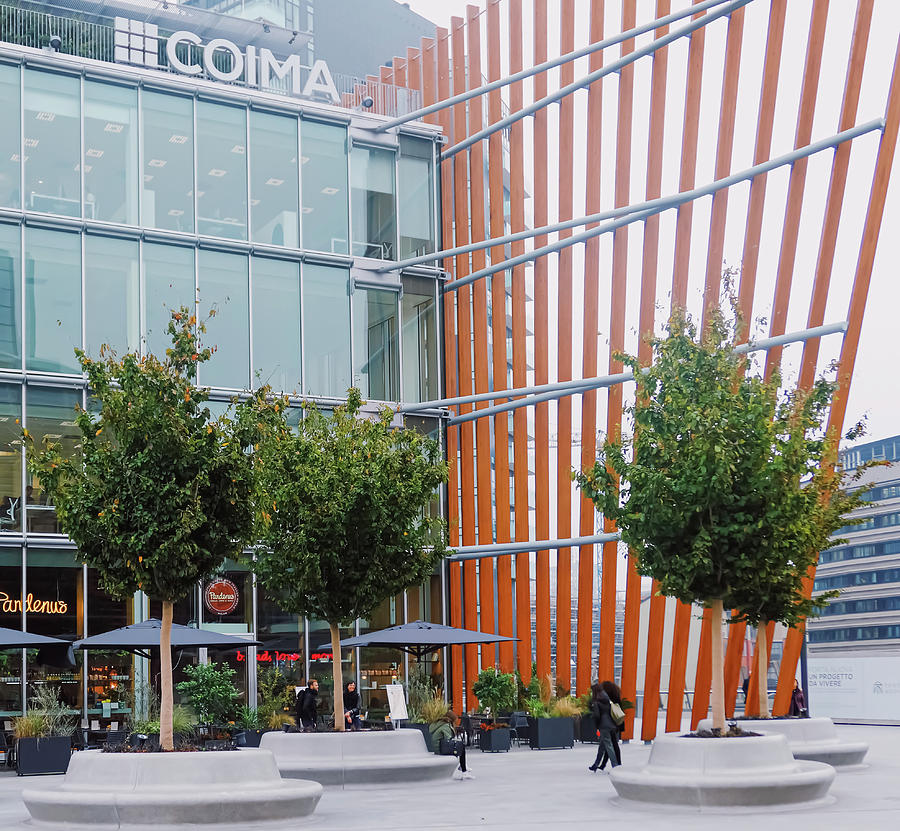 Modern Buildings On The City Center Streets Of Milan In Lombardy