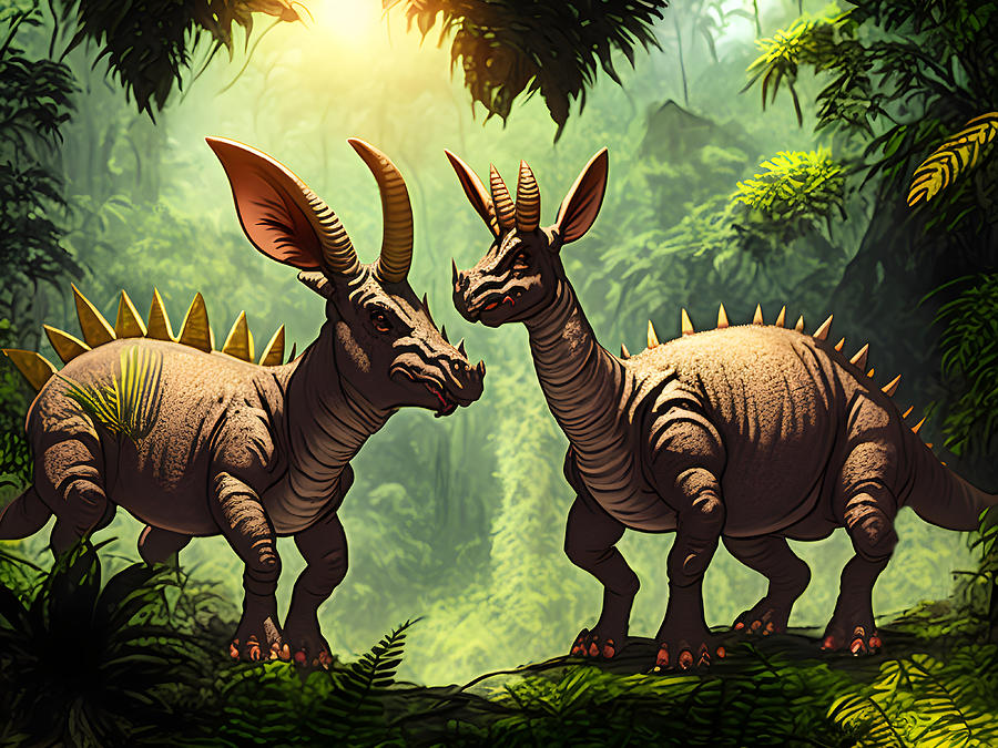 Styracosaurus Dinosaur Generative AI Illustration Digital Art By