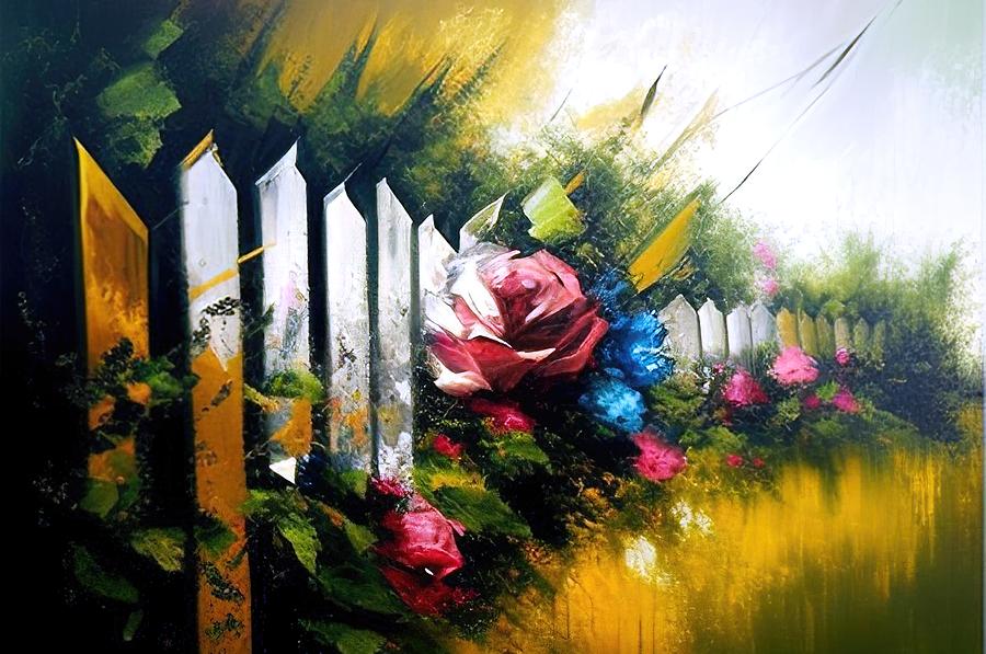 Flowers On The Fence Digital Art By Athanasios Goulas Fine Art America