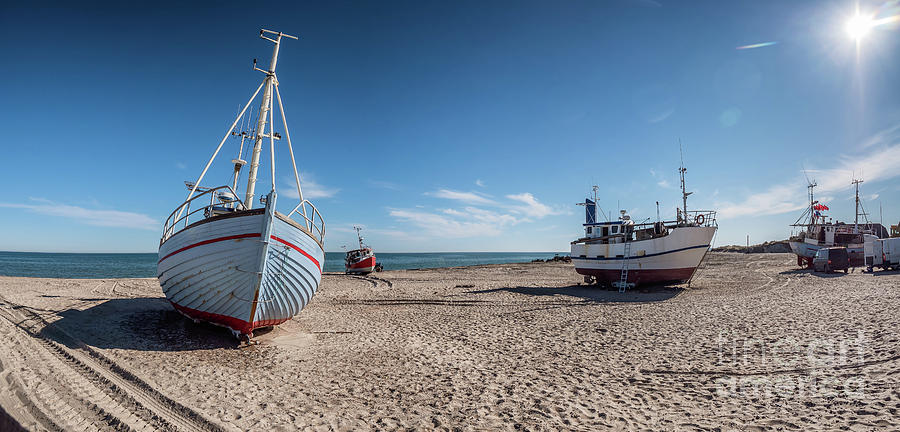 Coastal Fishing Boats On The Beach At Thorup Strand At The North