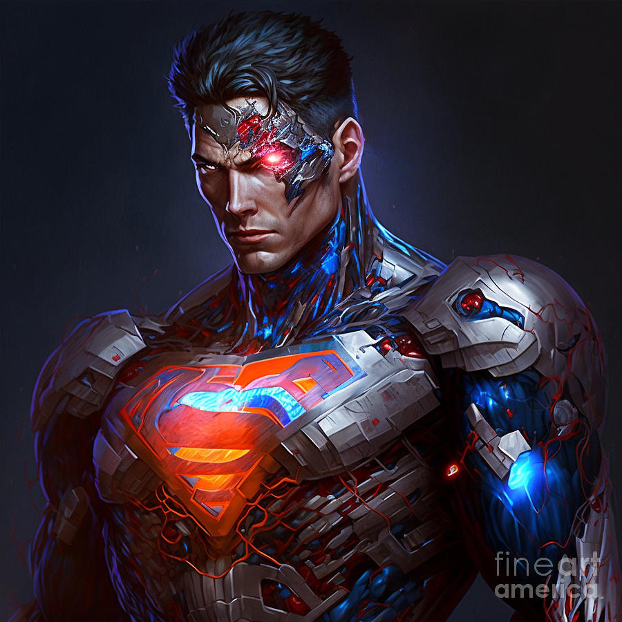 Superman Fused With Cyborg Digital Art By Life Tech Gaming Fine Art