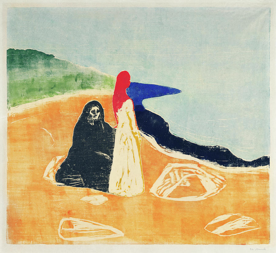 Two Women On The Shore By Edvard Munch Painting By Edvard Munch Pixels