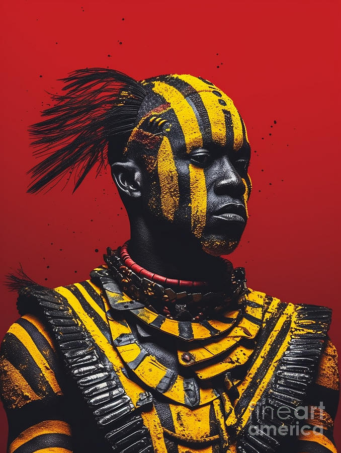 Warrior From Mursi People Omo Valley Ethiopia By Asar Studios Painting