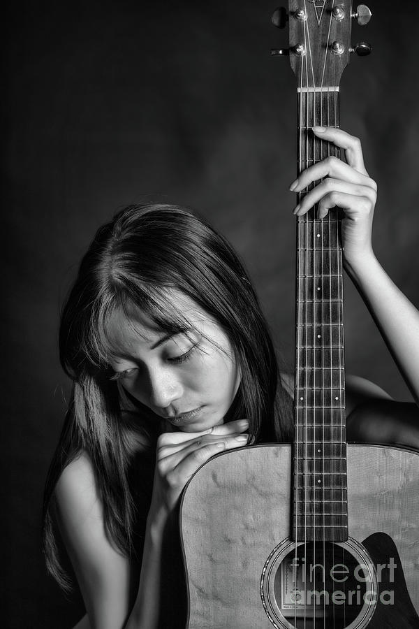 Nude With Guitar B And W Photograph By Kendree Miller Fine