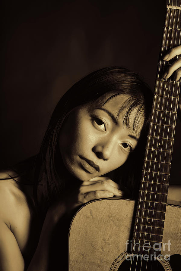 Nude With Guitar B And W Photograph By Kendree Miller Fine