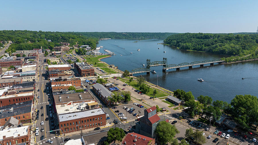 Drone Aerial Pictures Over Stillwater Minnesota Downtown Summer