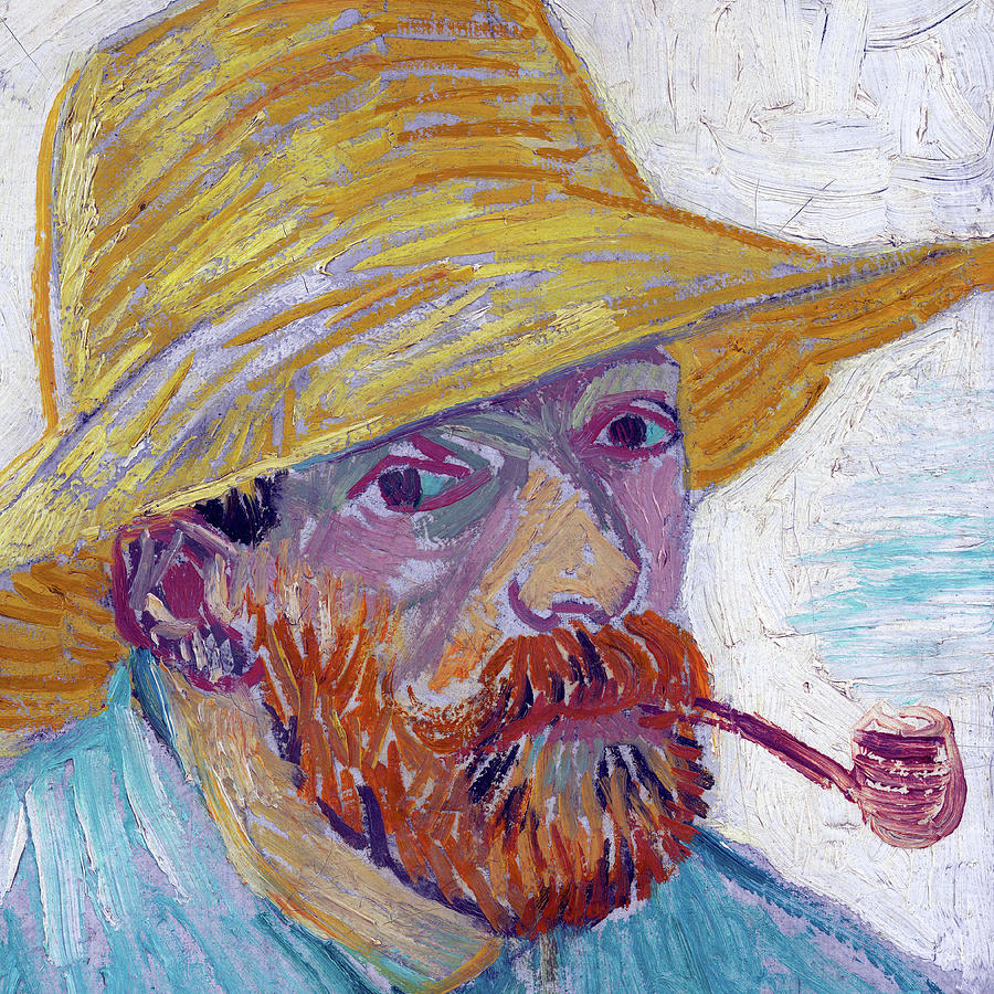 Self Portrait With Pipe Painting By Vincent Van Gogh Pixels