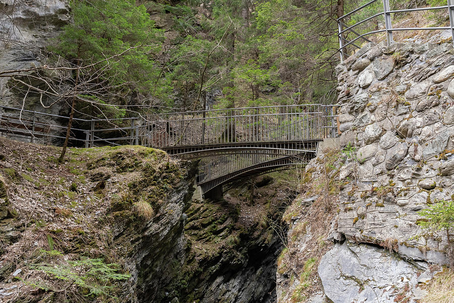 Pedestrian Bridge Over The Viamala Canyon In Grison In Switzerland