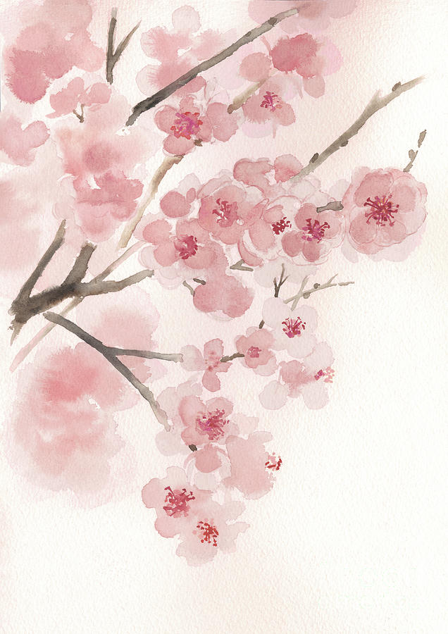 Cherry Blossom Painting Painting By Joanna Szmerdt Pixels