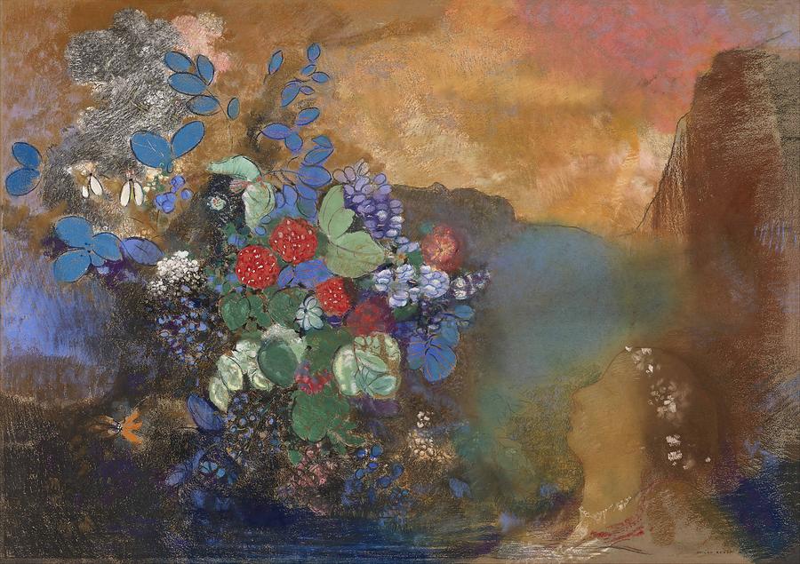 Ophelia Among The Flowers Painting By Odilon Redon Fine Art America