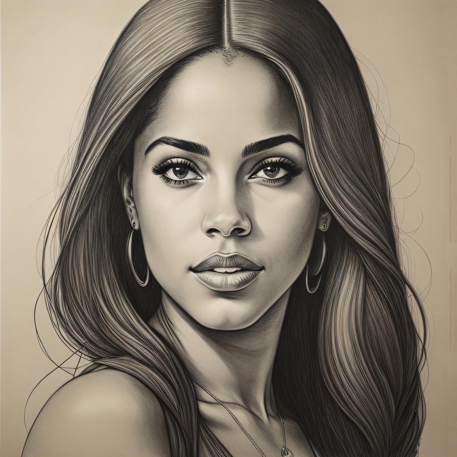 Aaliyah Sketch Digital Art By Bob Smerecki Fine Art America