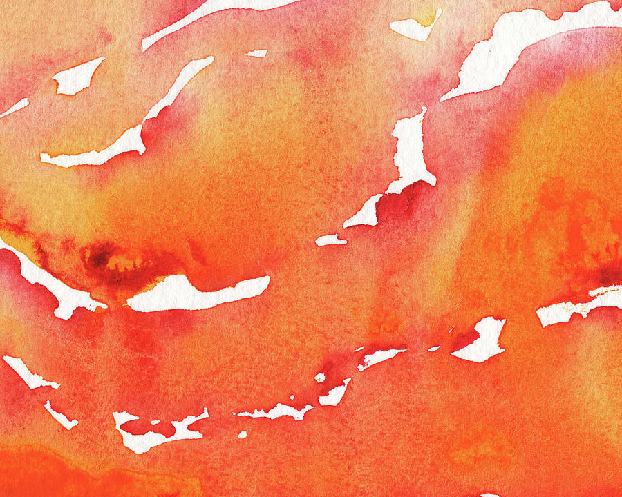 Abstract Watercolor Splash Hot Yellow Orange Red II Painting By Irina