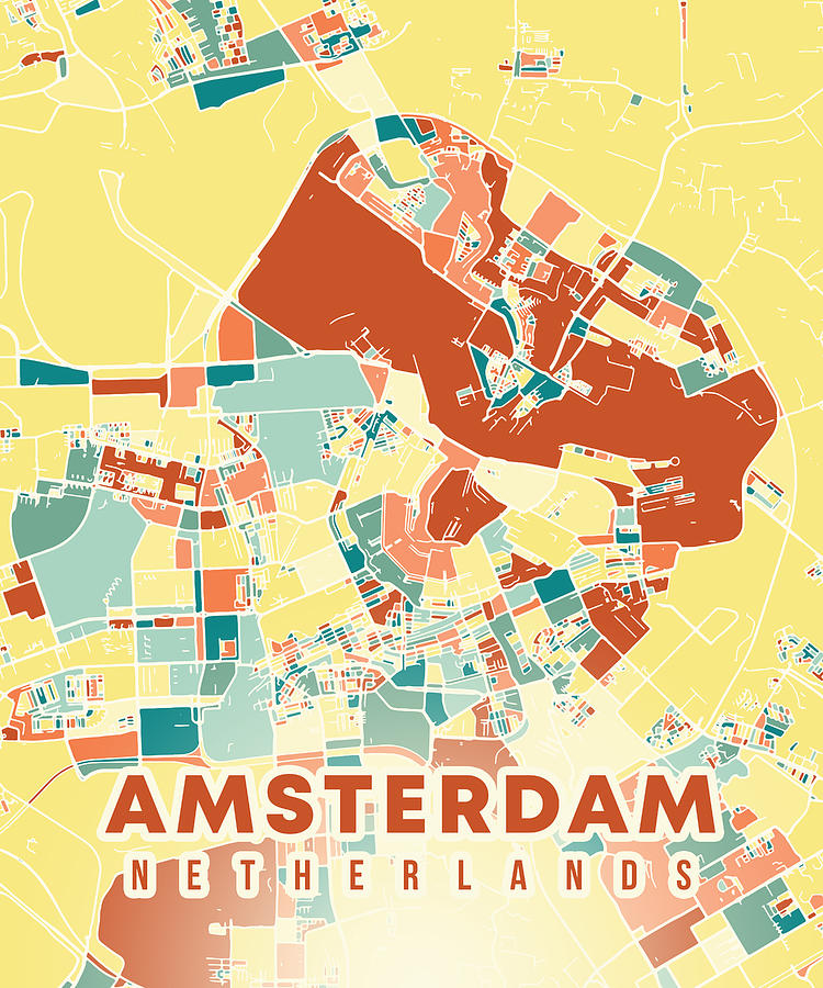 Amsterdam Netherlands Map Digital Art By Alexandru Chirila Fine Art