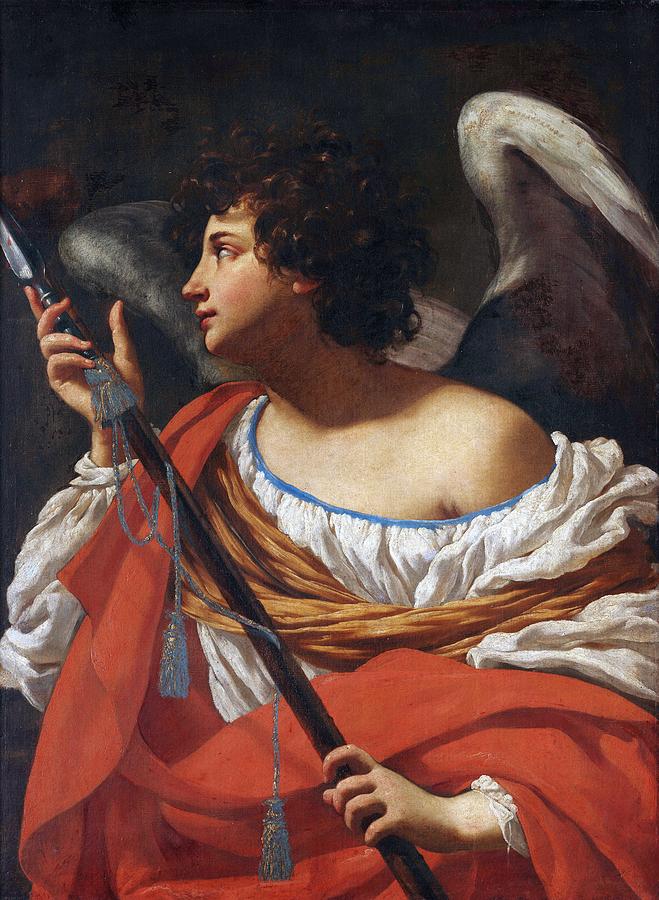 Angel With A Spear Simon Vouet Painting By Simon Vouet Fine Art