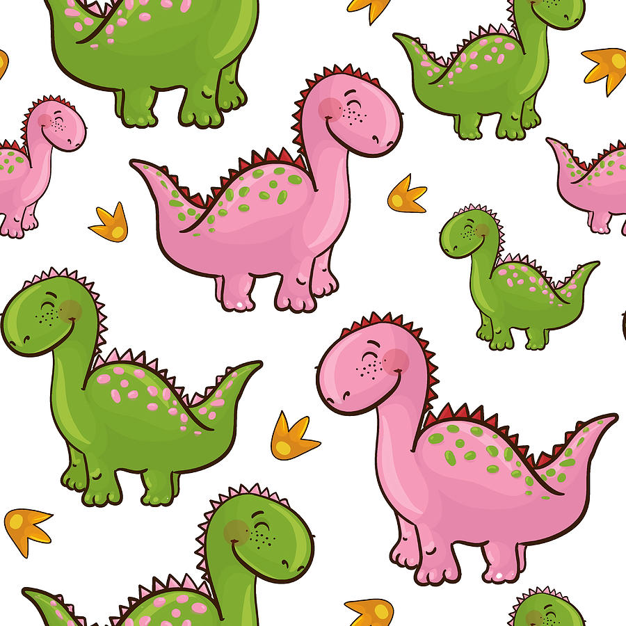 Assorted Illustrated Dinosaurs Pattern Poster Painting By Keeley